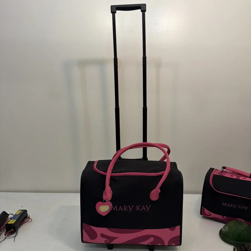 Mary Kay ~  Pink ~ 2-Piece Travel Sales Organizers ~ Wheeled Luggage Cases